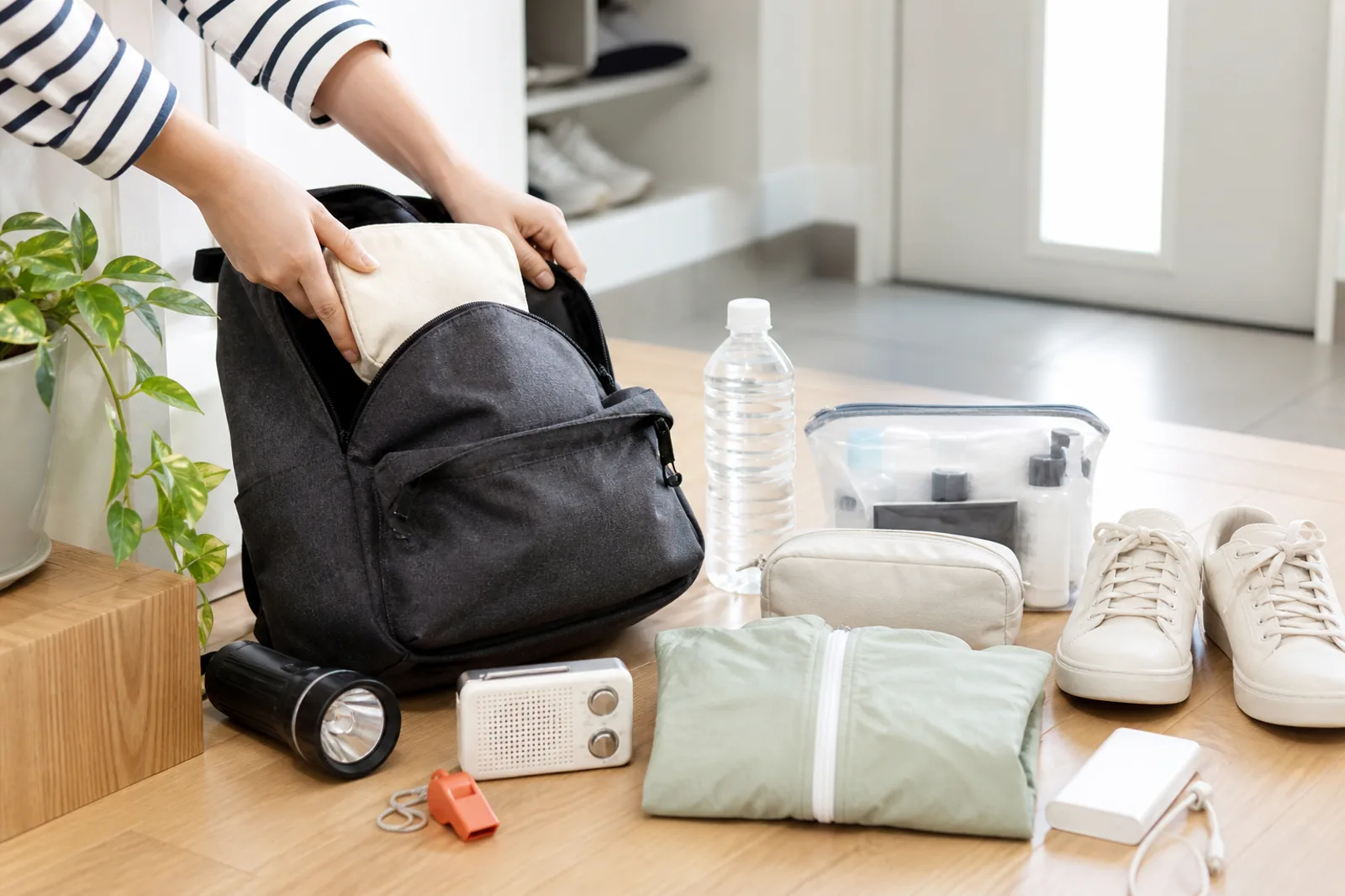 一人暮らしの防災グッズの備えを整理したイメージ